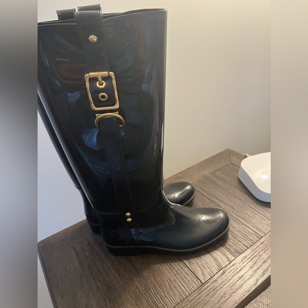 Brand new black Coach rain boots size 7